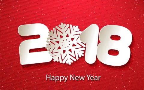 Vector Happy New Year 2018 background with paper cuttings Stock Illustration
