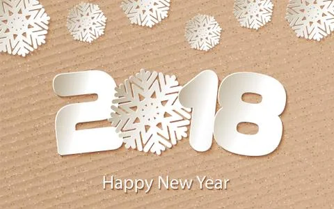 Vector Happy New Year 2018 background with paper cuttings Stock Illustration