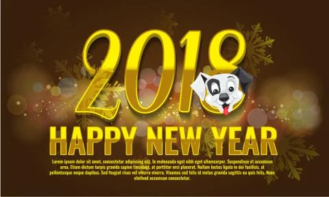 Vector Happy New Year 2018 - New Year background with happy dog character. Stock Illustration