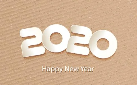 Vector Happy New Year 2020 background with paper cuttings Stock Illustration
