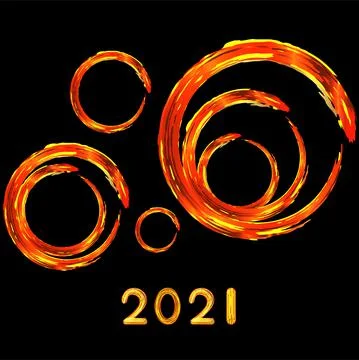 Vector. Happy new year 2021 text logo design with neon lines . Design templat Stock Illustration