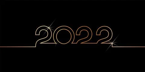 Vector. Happy new year 2022 logo text design with gold glitter. Stock Illustration