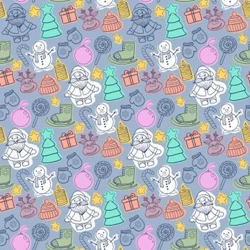 Vector Happy New Year and Merry Christmas pattern Stock Illustration