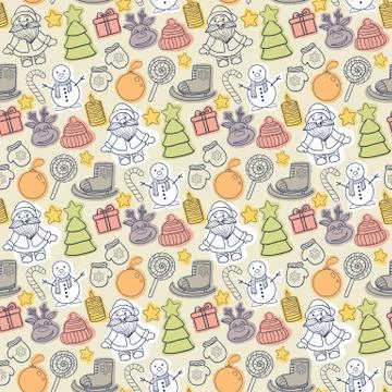 Vector Happy New Year and Merry Christmas pattern Stock Illustration