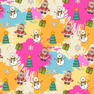 Vector Happy New Year and Merry Christmas pattern Stock Illustration