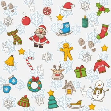 Vector Happy New Year and Merry Christmas pattern Stock Illustration