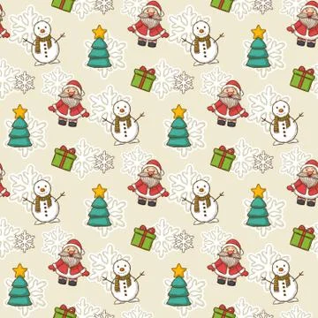 Vector Happy New Year and Merry Christmas pattern Stock Illustration