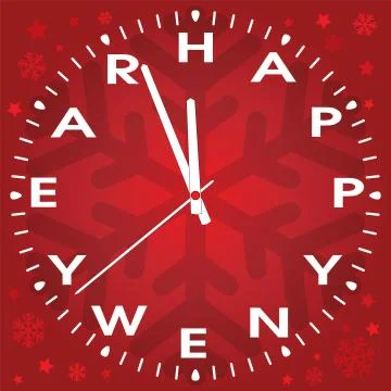 Vector happy new year clock Stock Illustration