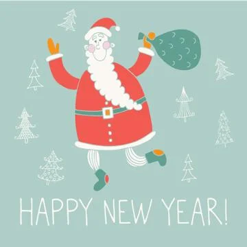 Vector happy new year hand drawn illustration Stock Illustration