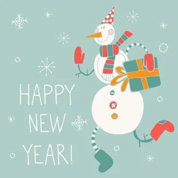 Vector happy new year hand drawn illustration Stock Illustration