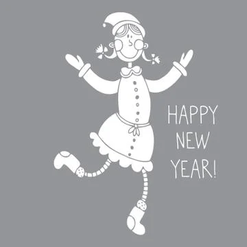 Vector happy new year hand drawn illustration Stock Illustration