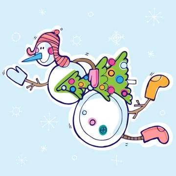 Vector happy new year hand drawn illustration Stock Illustration