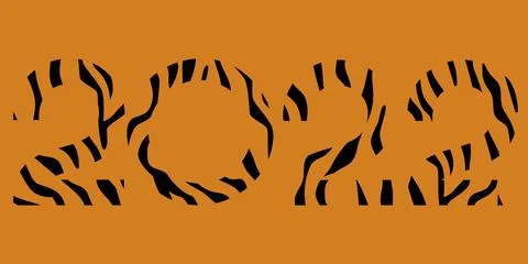 Vector. Happy new year with tiger skin print number 2022. Illustrazione stock