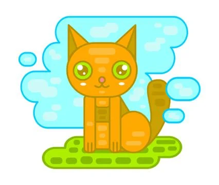 Vector happy red cute cat love Illustrazione stock