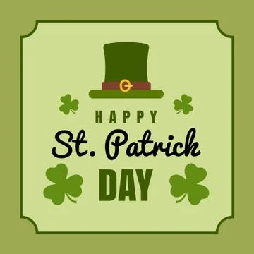 Vector Happy Saint Patrick's Day greeting card with leprechaun hat and shamrock Stock Illustration