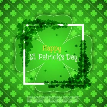 Vector Happy St. Patrick's Day card on the green pattern background with la.. Stock Illustration