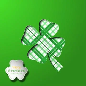 Vector Happy St. Patrick's Day poster on the green gradient background, lea.. Stock Illustration