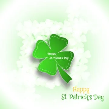 Vector Happy St. Patrick's Day poster on the gradient white and green backg.. Stock Illustration