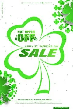 Vector Happy St. Patrick's Day Beer Sale promotional poster on the white back Stock Illustration