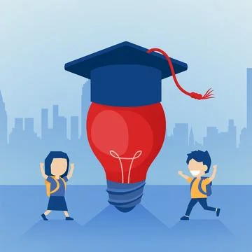 Vector of happy students achieving good school test grades Stock Illustration