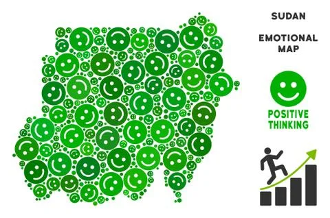 Vector Happy Sudan Map Mosaic of Smileys 스톡 일러스트