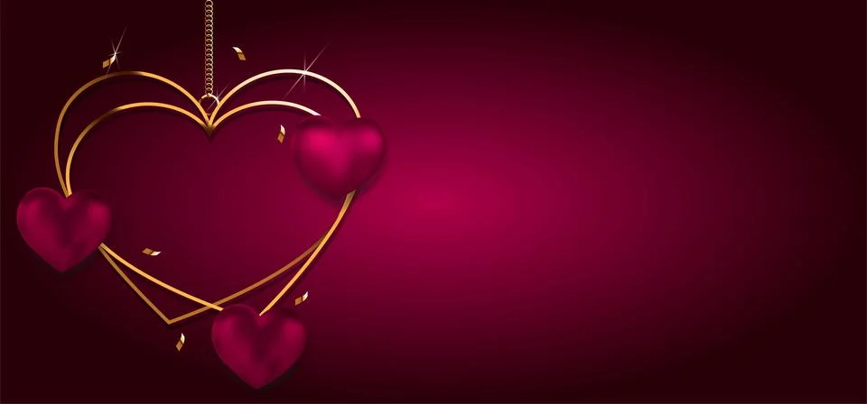 Vector. Happy Valentine's Day horizontal background, elegant background Stock Illustration