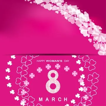 Vector Happy Woman's Day envelope on the pink gradient background with whit.. Stock Illustration