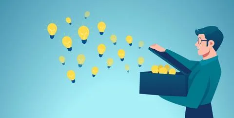 Vector of a happy young man sharing many ideas Stock Illustration