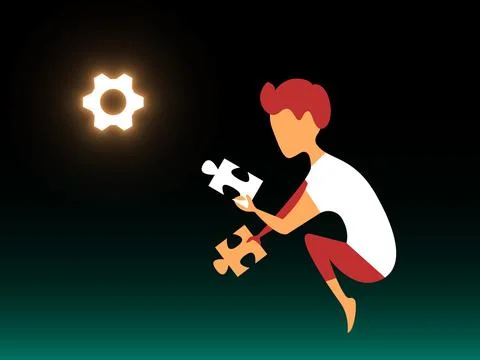 Vector hard work in gradient style. Editable illustration Stock Illustration