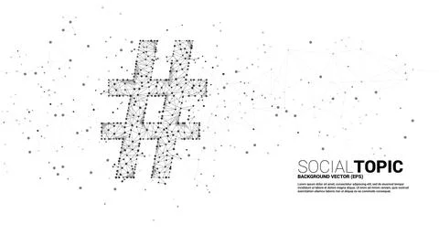 Vector Hash tag from dot connect line polygon with icon. background concept f Stock Illustration
