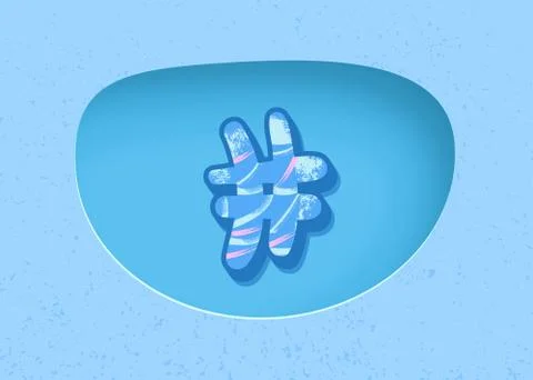 Vector hashtag symbol with papercut shape. Element for social media networks. Stock Illustration