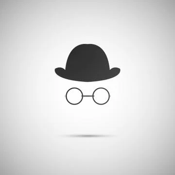 Vector hat with old glasses on background Stock Illustration