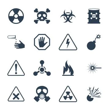 Vector hazard and danger icon set Stock Illustration