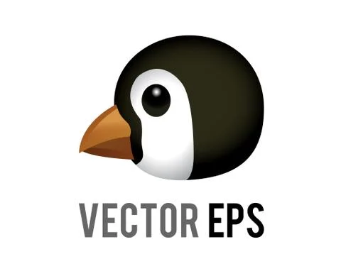 Vector head of black penguin icon with white belly, orange month Stock Illustration