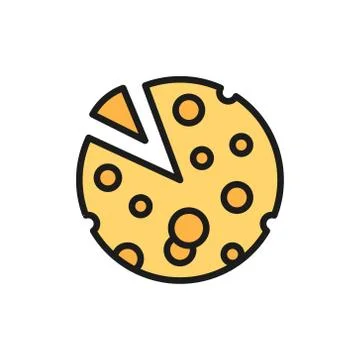 Vector head of French cheese flat color line icon. Stock-Illustration