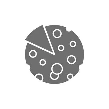 Vector head of French cheese grey icon. 스톡 일러스트