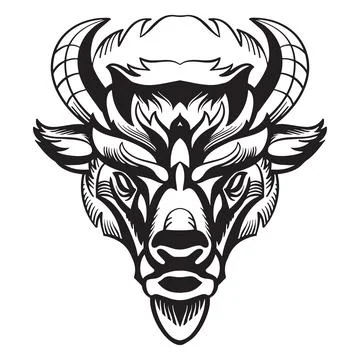 Vector head of mascot bison isolated on white Stock Illustration