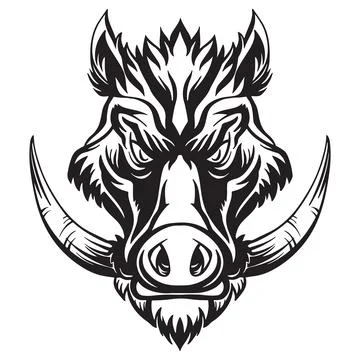 Vector head of mascot boar isolated on white Stock Illustration