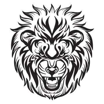 Vector head of mascot lion isolated on white Stock Illustration