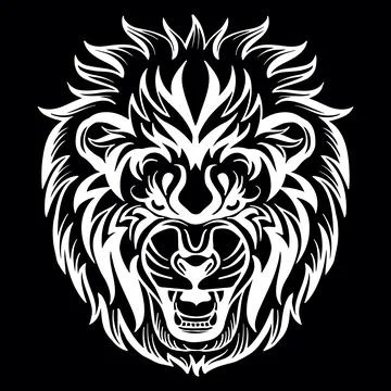 Vector head of mascot lion isolated on black Stock Illustration