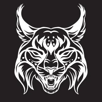Vector head of mascot lynx isolated on black Stock Illustration