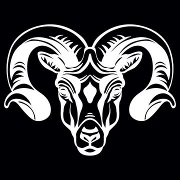 Vector head of mascot ram head isolated on black Illustrazione stock