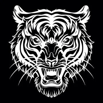 Vector head of mascot tiger isolated on black Stock Illustration