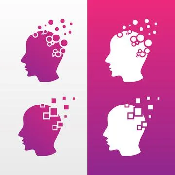 Vector head technology design icons with variation color Stock Illustration