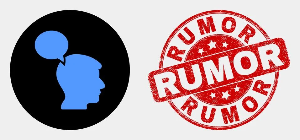 Vector Head Thinking Cloud Icon and Distress Rumor Stamp Seal Illustrazione stock