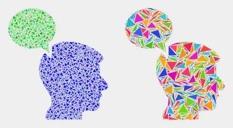 Vector Head Thinking Cloud Mosaic Icon of Triangle Elements イラスト素材