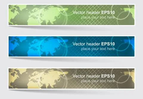 Vector header or banner, world map background Stock Illustration