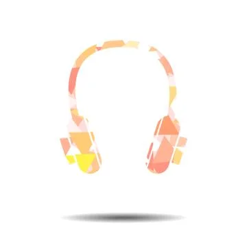 Vector : Headphone in abstract triangle vintage background Stock Illustration