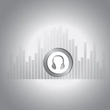 Vector : Headphone button and silver equalizer background Stock Illustration