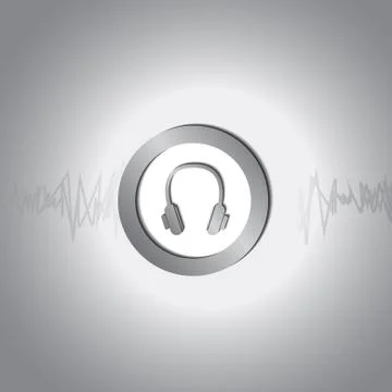 Vector : Headphone button and silver equalizer background Stock Illustration